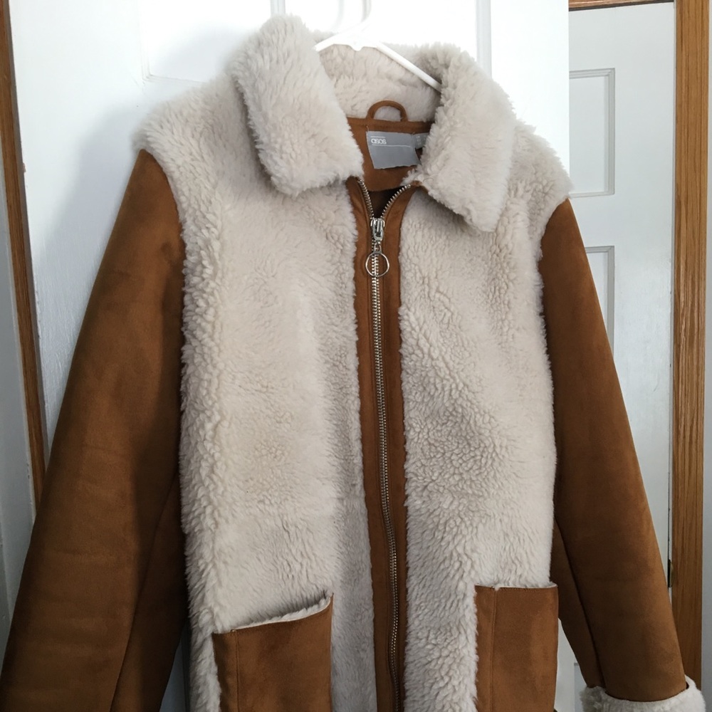 ASOS Faux Suede Sherpa Coat